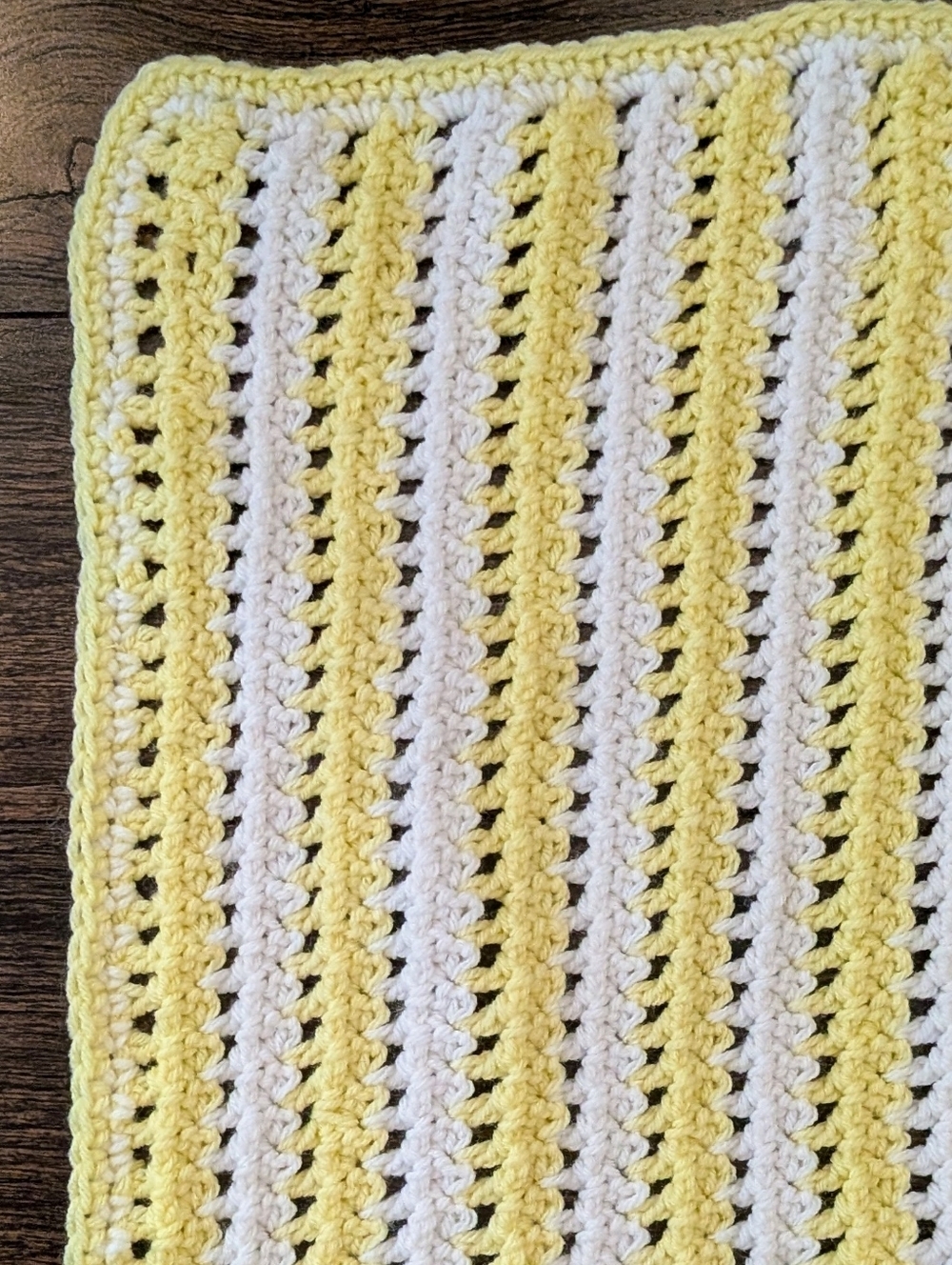 EUC Handmade 53"x32" Crocheted White and Yellow Afghan Throw Blanket - Picture 2 of 5